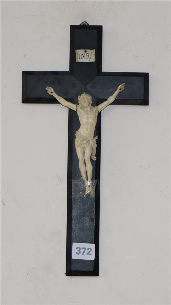 A Dieppe ivory crucifix, length 35cm